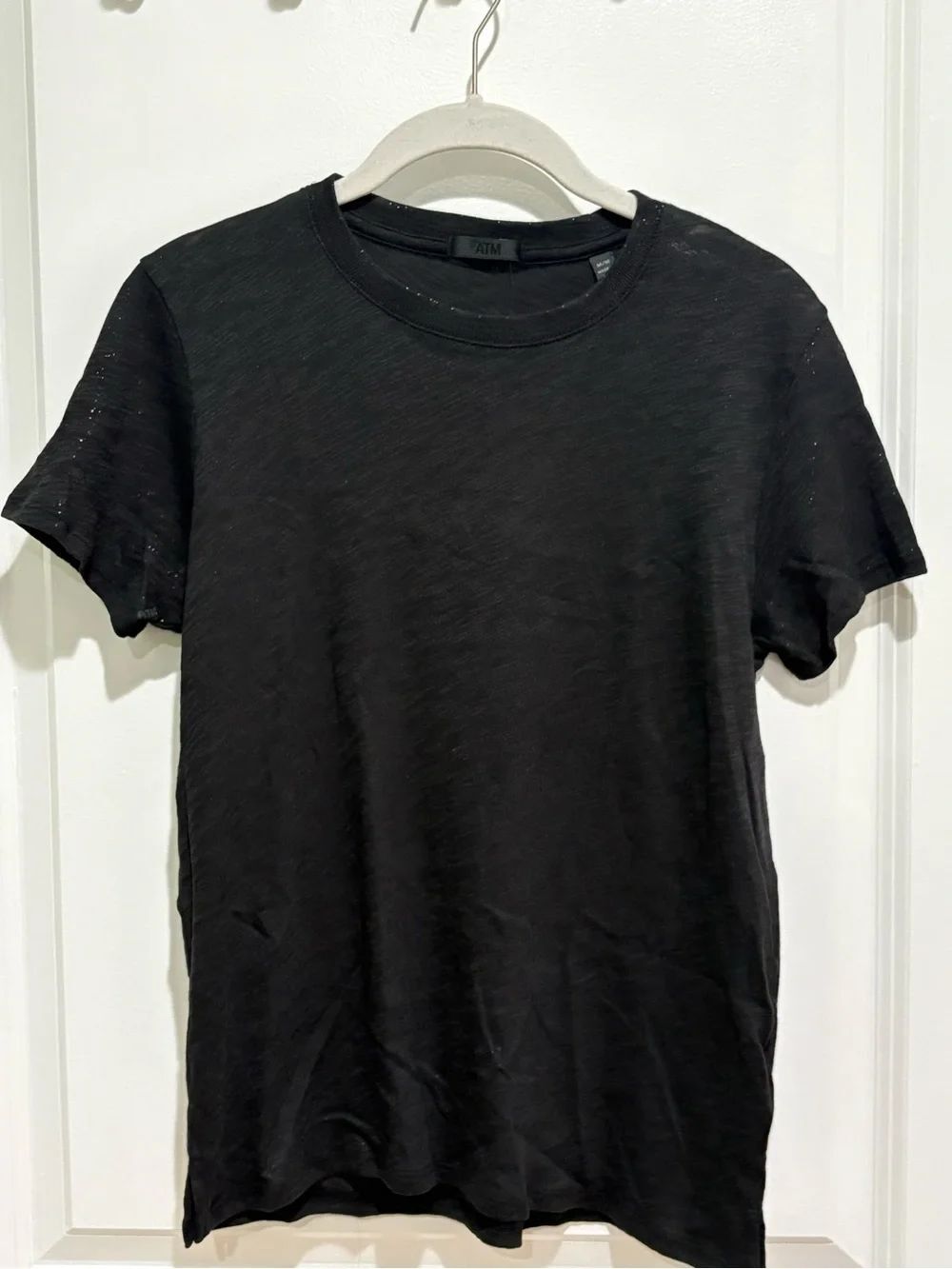 ATMโAnthony Thomas Melillo Black Metallic Glitter Shimmer Short-Sleeve Tee